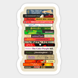 Banned Books Sticker - Classic Banned Books Stack by DarkLordPug